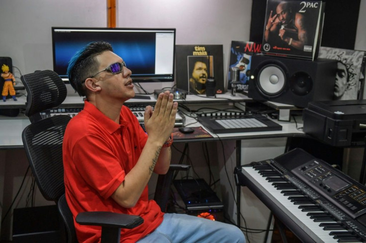 Brazilian musician Leandro Aparecido Ferreira, known as MC Fioti, is seen at a recording studio, in Sao Paulo, Brazil, on January 20, 2021