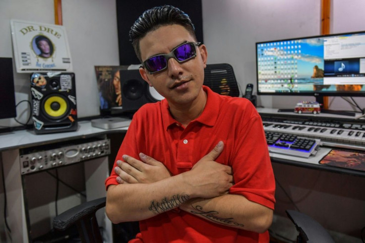 Brazilian musician Leandro Aparecido Ferreira, known as MC Fioti, poses at a recording studio, in Sao Paulo, Brazil, on January 20, 2021