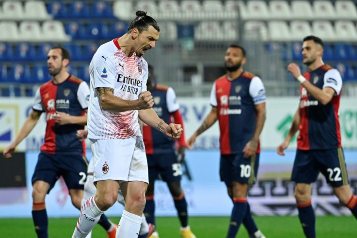 Zlatan Ibrahimovic scored both goals in the 2-0 win Monday at Cagliari as he made his first league start since November