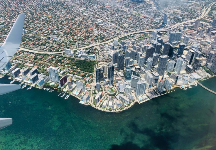 This file photo from May 22, 2019, shows an aerial view of Miami; the Florida metropolis, already a financial hub, is striving to become a leading technology hub as well