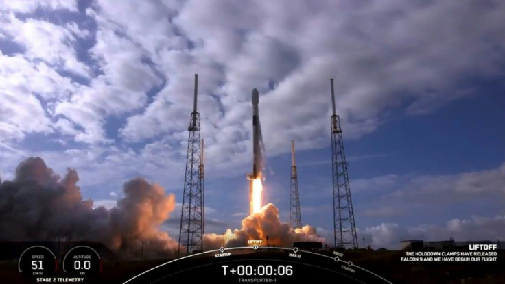 A framegrab of video of the SpaceX launch on January 24, 2021