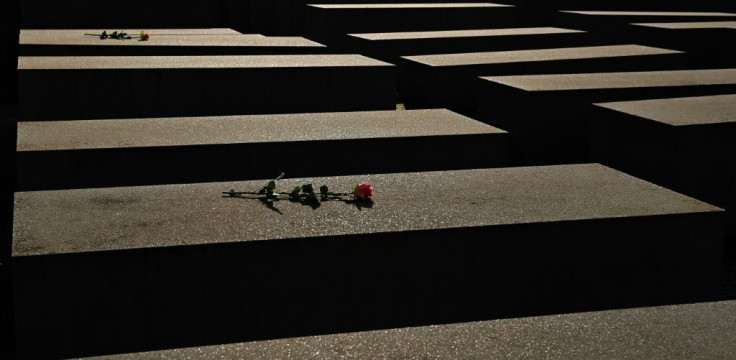 Roses on concrete blocks at the Holocaust memorial in Berlin on January 27, 2021, Holocaust Remembrance Day