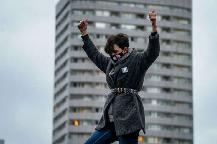 Co-founder of the movement 'All-Poland Women's Strike' Klementyna Suchanow, pictured during a pro-choice protest in Warsaw on November 28, 2020, said: "The whole of Poland is mobilising, not just in Warsaw"