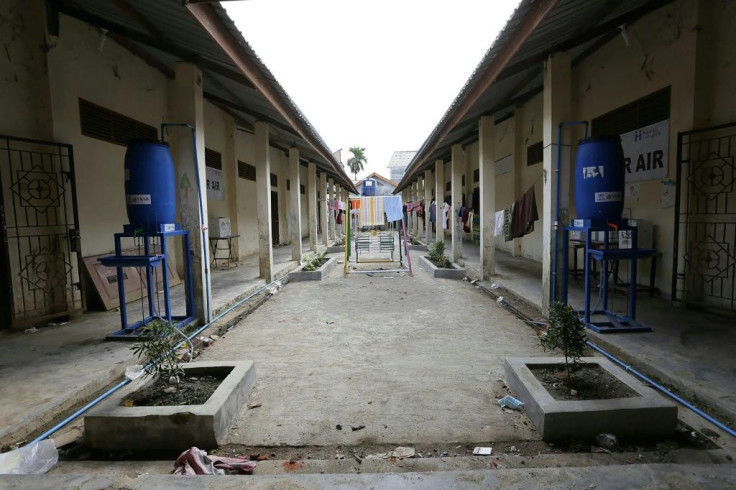 A refugee camp in Lhokseumawe, Aceh province on January 27, 2021, after several hundred Rohingya refugees left the camp