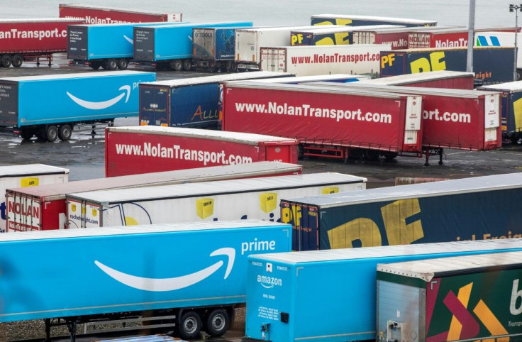 Among the forest of lorry trailers parked on Rosslare's docks, one colour stands out -- the canary blue of Amazon Prime trailers