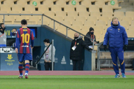 Lionel Messi heads down the tunnel after his red card against Athletic Bilbao