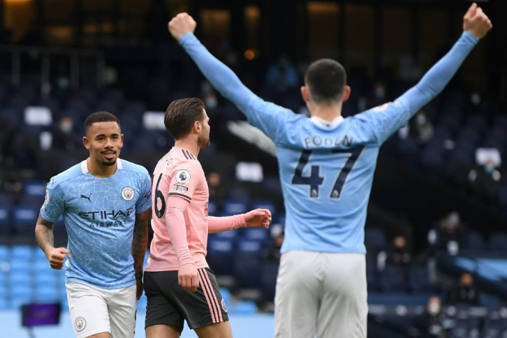 Jesus saves City: Gabriel Jesus (left) scored the only goal in Manchester City's 1-0 win over Sheffield United
