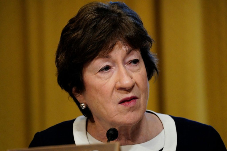 This file photo of Senator Susan Collins was taken in the US Capitol on January 19, 2021; she is part of a group of Republican senators seeking to negotiate a compromise Covid relief bill with President Joe Biden
