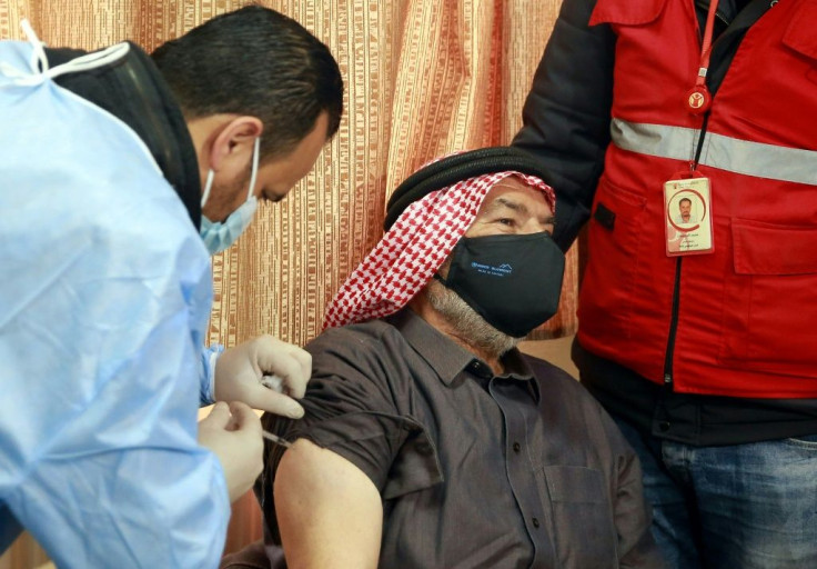 Medics have taken the vaccine to refugee camps such as this one in Jordan