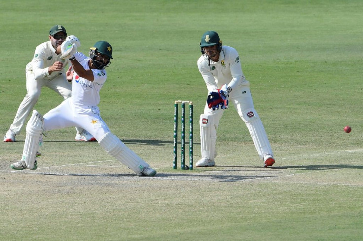 Fawad Alam (C) scored a century for Pakistan in Karachi