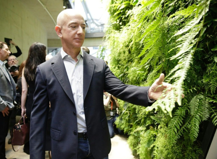 Bezos is seen at the Amazon headquarters in early 2018