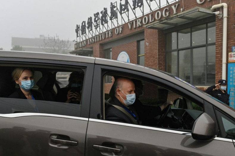 Peter Daszak (R), Thea Fischer (L) and other members of the World Health Organization team investigating the origins of  COVID-19, arrive at the Wuhan Institute of Virology