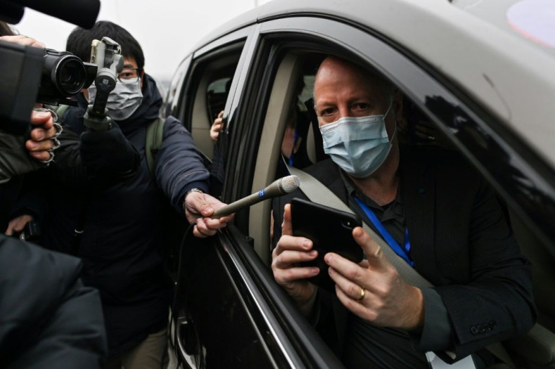 Peter Daszak, a member of the World Health Organization team investigating the origins of the COVID-19, speaks to media upon arriving with other WHO members to the Wuhan Institute of Virology