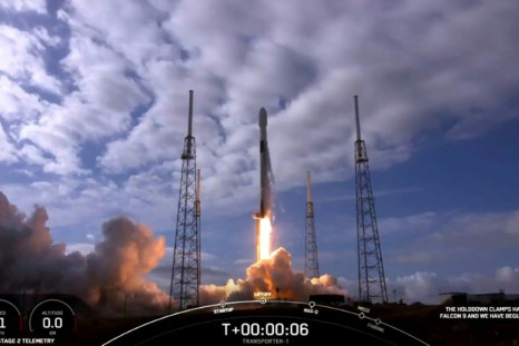 The Spacex Falcon 9 lifts off in Cape Canaveral, Florida on January 24, 2021