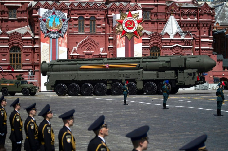 The Russian army RS-24 Yars ballistic missile system moves through Red Square during a June 2020 military parade marking the 75th anniversary of the Soviet victory over Nazi Germany