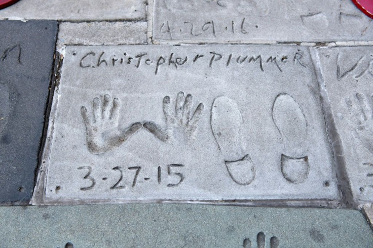 Late Canadian actor Christopher Plummer's hand and footprints are seen outside the TCL Chinese Theatre in Hollywood