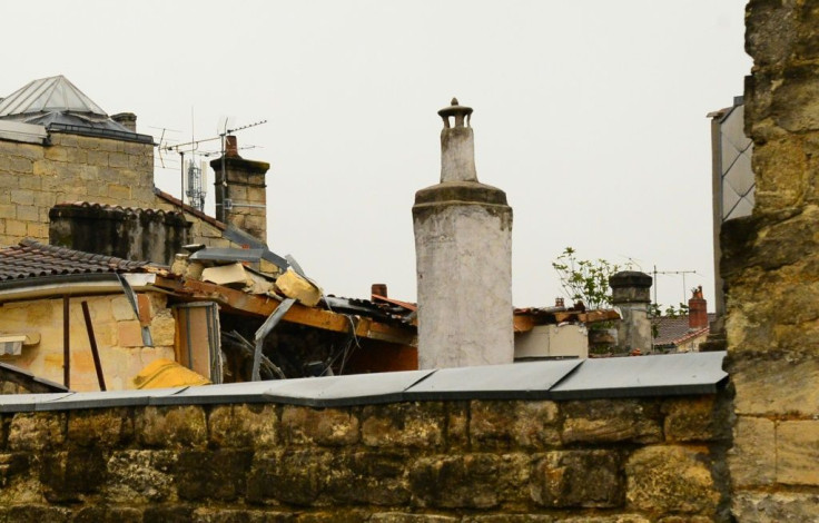 A building damaged by the large explosion in the western French city of Bordeaux