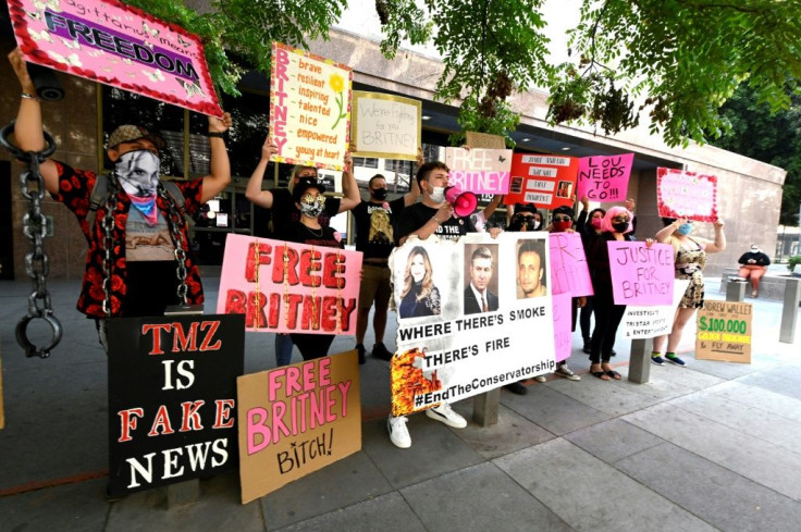 Supporters of Britney Spears hold a #FreeBritney protest outside a Los Angeles Courthouse in September 2020