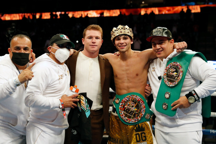 Ryan Garcia poses for photos after the WBC Interim Lightweight Title fight against Luke Campbell at American Airlines Center