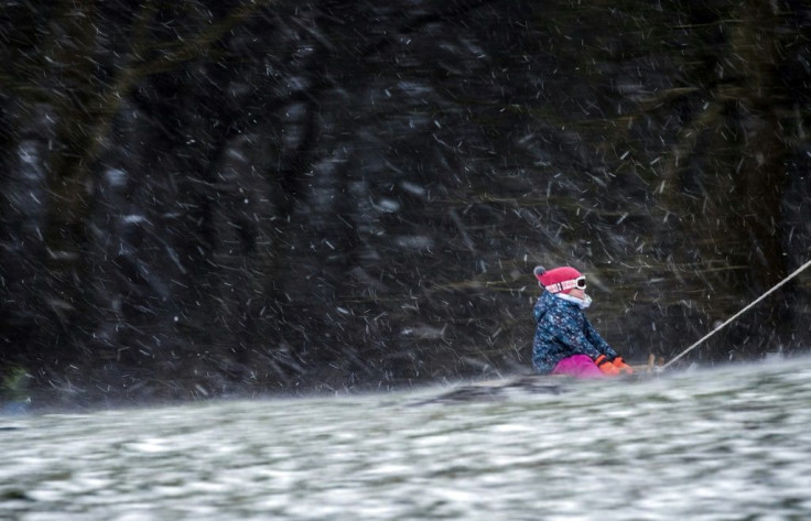 Children have taken to their sledges in the Netherlands