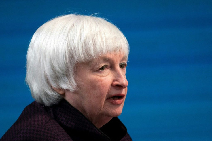 Treasury Secretary Janet Yellen, seen taking part in a February 5, 2021 virtual roundtable event, has said the US economy is 'stalling' and unemployment could stay high for years without President Joe Biden's stimulus package