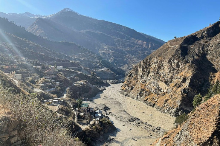 This general view shows a state-run hydropower project site damaged after a broken glacier caused floods that swept away bridges and roads in northern India