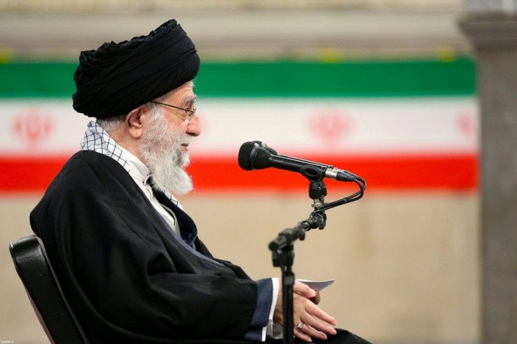 This handout picture from the office of Iran's supreme leader, Ayatollah Ali Khamenei, on February 7, 2021, shows him delivering a speech in Tehran demanding the US lift all nuclear sanctions