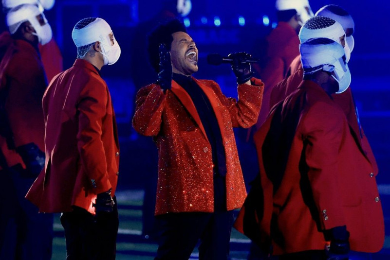 The Weeknd performs during the Super Bowl halftime show