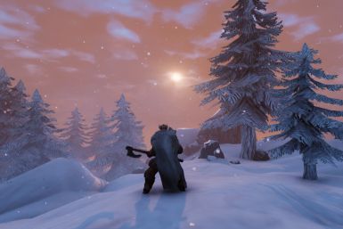 A player preparing for a night in the woods in Valheim.
