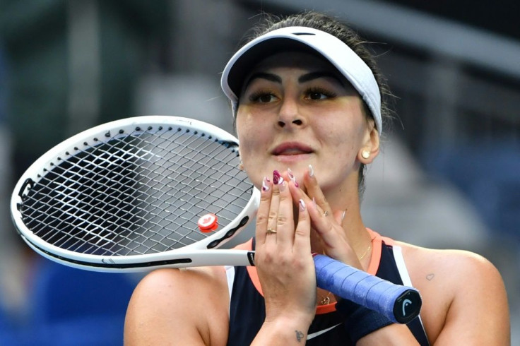 Canada's Bianca Andreescu holds back the tears after beating Romania's Mihaela Buzarnescu