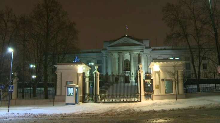 Scene outside Russian Embassy as Poland expels Russian diplomat