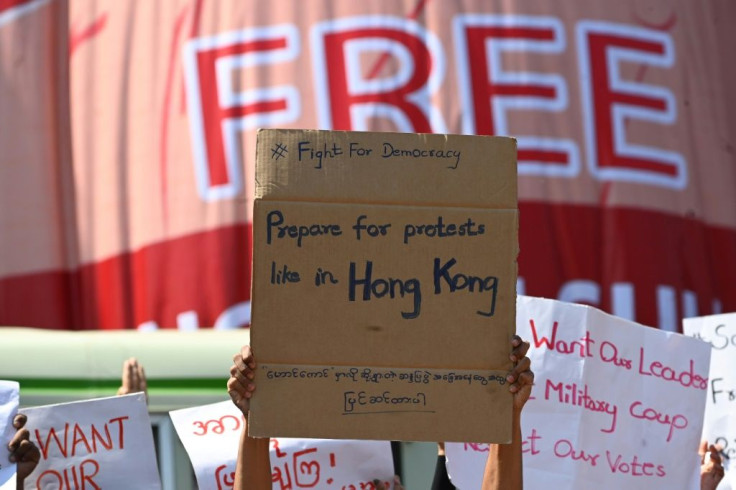 Social media has allowed Myanmar protesters to connect with Hong Kong and Thai users who have swapped tips on how to stay safe both physically and digitally