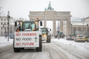Hundreds of farmers drove their tractors into central Berlin to protest against the government's 'insect protection' draft law