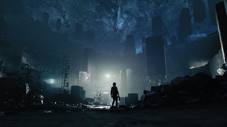 Control's protagonist Jesse Farden standing amidst rubble and floating debris