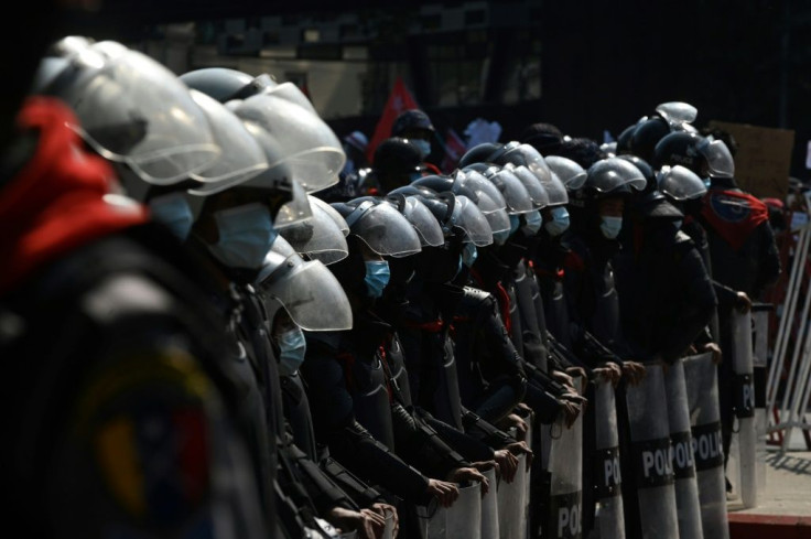 Riot police have been deployed as people in Myanmar take to the streets for the fifth consecutive day