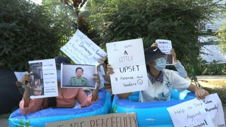 Generation Z protesters staged bathtub protest against the Myanmar military