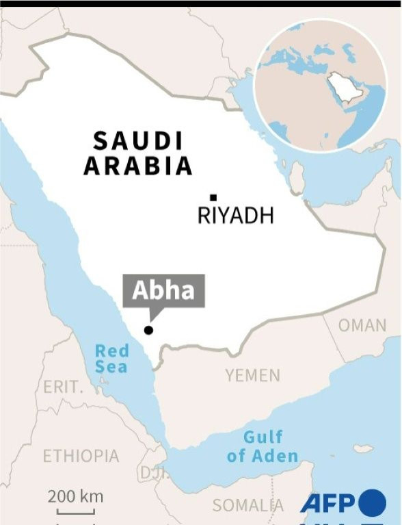 Map of Saudi Arabia locating Abha