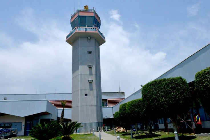 A photo taken on June 13, 2019 shows the control tower of Abha airport in the popular mountain resort of the same name in the southwest of Saudi Arabia