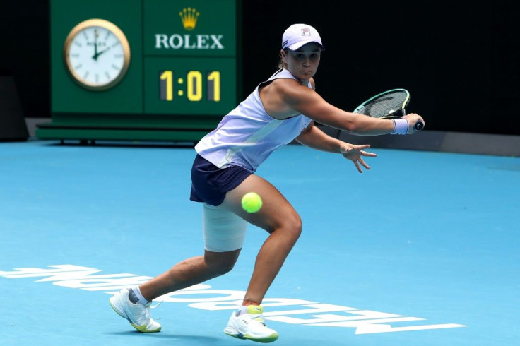 Australia's Ashleigh Barty moved well despite strapping on her left thigh