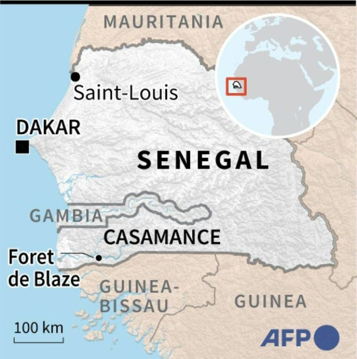 A map of Senegal locating the region of Casamance