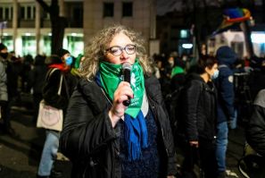 Women's Strike movement leader Marta Lempart, seen in January 2021, has been slapped with charges after leading the protests for abortion rights in Poland