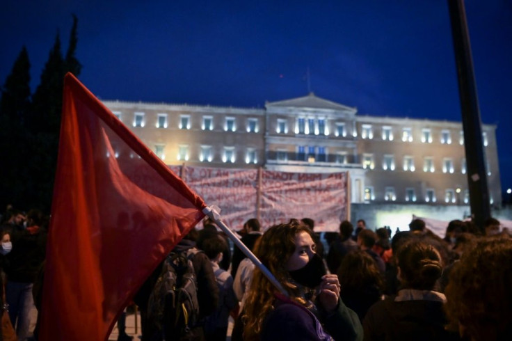University students protest in front of parliament as lawmakers debate the plan to create a special police force to patrol universities