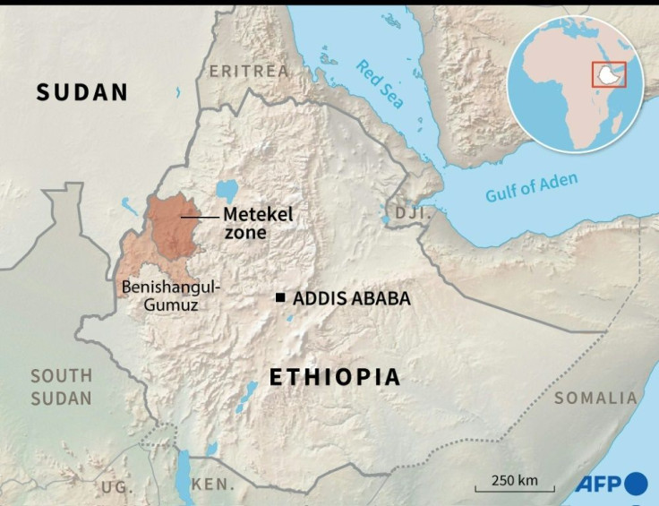 Map of Ethiopia locating the area of Metekel