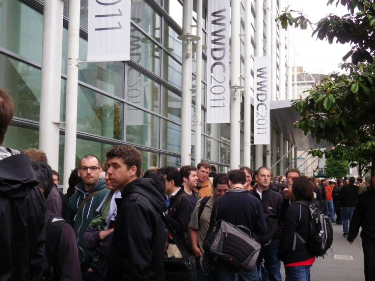 Developers waiting outside of the Moscone Convention Center in San Francisco.