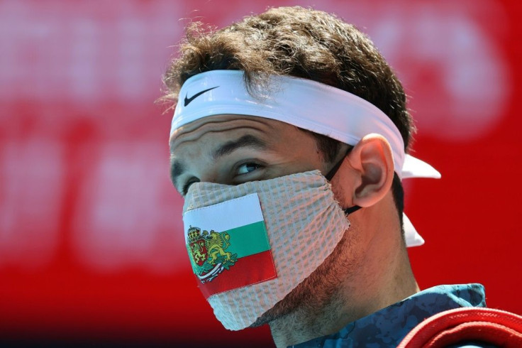 Grigor Dimitrov wore a Bulgaria facemask before his match on Friday