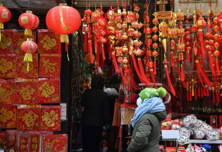 A shop in Chinatown selling Lunar New Year gifts on February 12, 2021