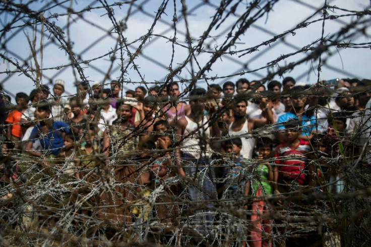 This file photo taken on April 25, 2018 shows Rohingya refugees at a temporary settlement in the border zone between Myanmar and Bangladesh