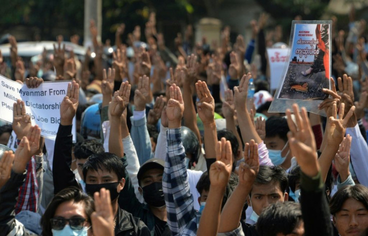 The three-finger salute used by Myanmar's anti-coup protesters has come to symbolise defiance of the new military regime