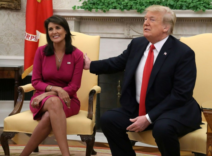 Former US president Donald Trump and former South Carolina governor Nikki Haley