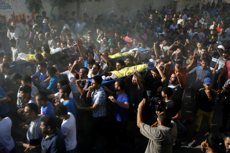 A crowd of Palestinian mourners took part in the funeral of the four boys killed by an Israeli airstrike in 2014 while playing football on a beach